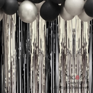 CORTINA METALIZADA BICOLOR PLATA Y NEGRO 2MT X 1MT